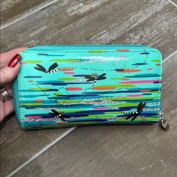 Pylones Purple and Teal Dragonfly Patterned Wallet - Picture 3 of 8